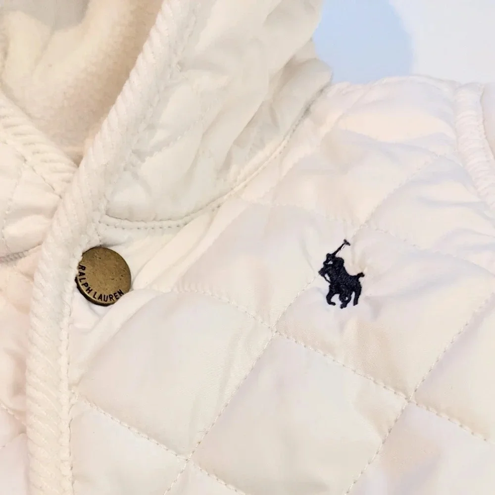 Ralph Lauren Cream Quilted Hooded Snowsuit
